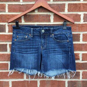 American Eagle Denim Shorts Cut-Offs Dark Wash Low Rise Size 6 AE AEO